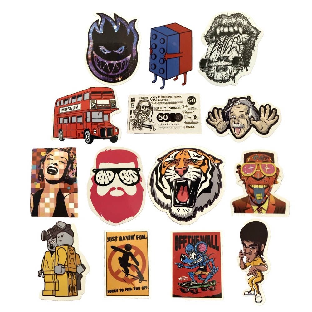 Assorted Graphic Sticker Pack - Colorful Mixed Designs